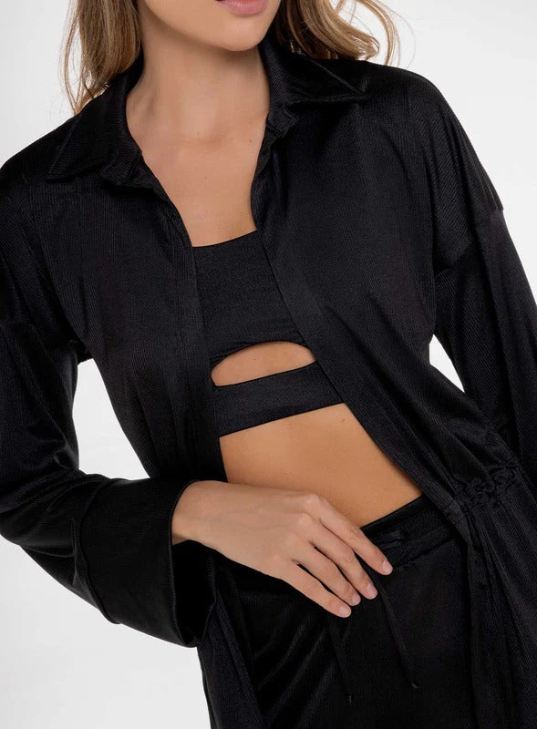 Camisa casual en tela rib - PRECIO ESPECIAL