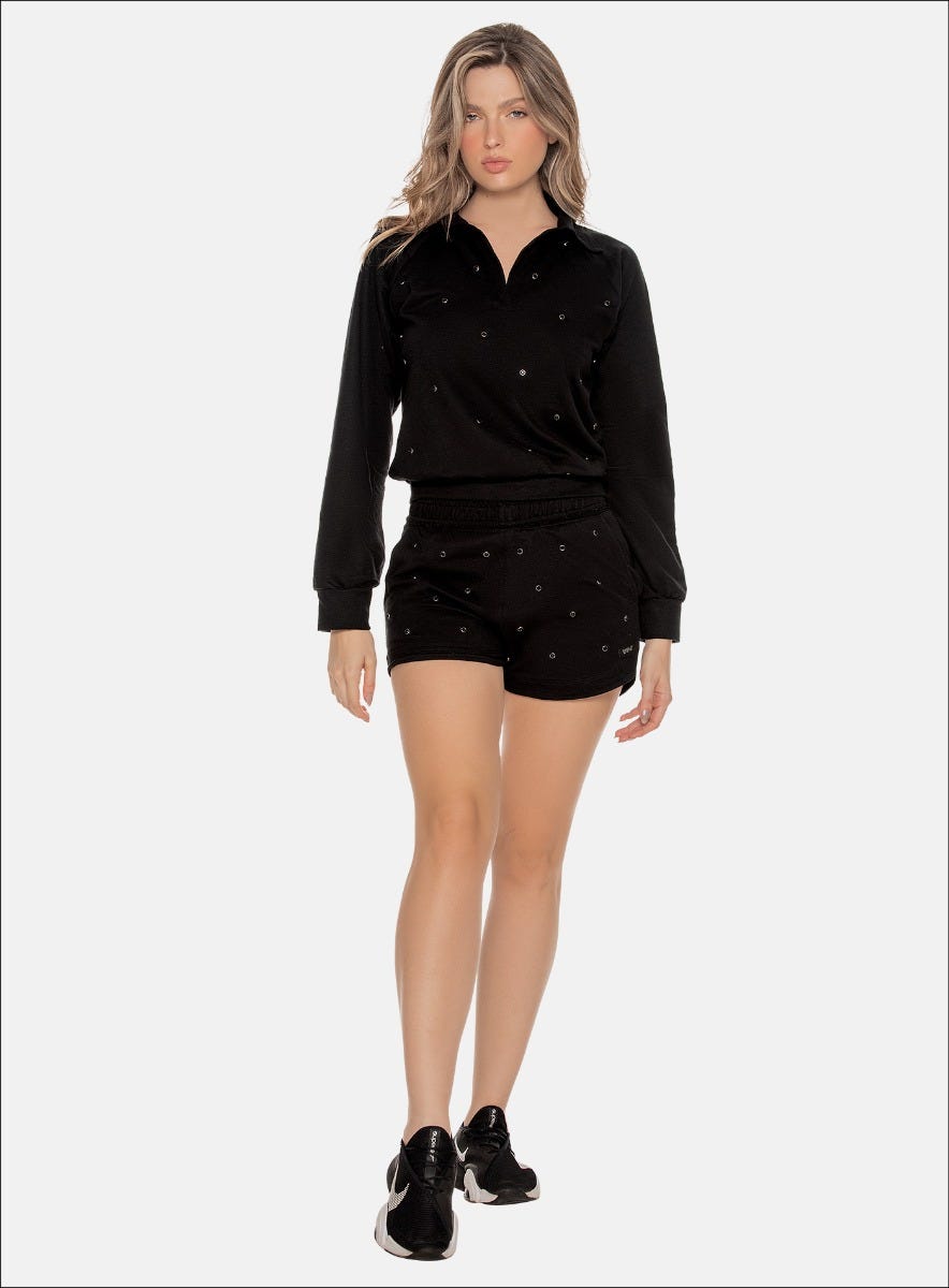 Short deportivo con diseño en pedreria - PRECIO ESPECIAL