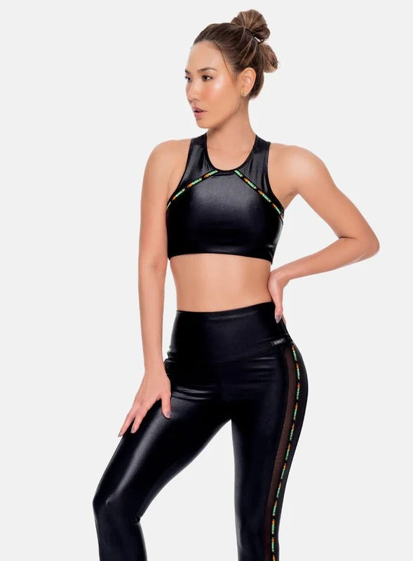 TOP DEPORTIVO TELA APARIENCIA CUERO - PRECIO ESPECIAL